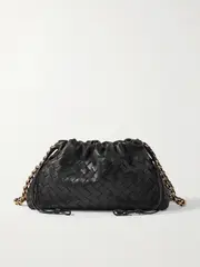 [Bottega Veneta] Bottega Veneta - Dustbag Chain-embellished Intrecciato Leather Pouch - Black - One size One size Black