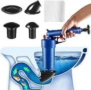 Toilet Plunger Drain Clog Remover with 4 Sized Suckers, High Pressure Air Drain Blaster Powerful Drain Snake Sink Plunger Plumbing Tools Sink Plunger for Bathroom, Kitchen, Bathtub Shower Sink Plunger