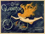 Cycles Gladiator Vintage Style 1895 Art Nouveau Bicycle Poster - 24x32