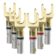6 Pcs Speaker Cable Connector Banana Plugs Male Stackable Spade Connectors