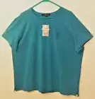 DP155W Devon & Jones Ladies Teal Stretch Blouse Short-Sleeve Top