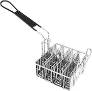 Stainless Steel U Shape Taco Fryer Basket Dishwasher Safe Rust Proof Taco Shell Fryer Rack With Detachable Handle for Home Restaurant(silver)