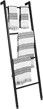 mDesign Metal Wall-Leaning Towel Ladder for Bathroom - 4-Level Decorative Ladder Rack and Towel Holder - Rustic Bath Towel Storage Stand for Modern Decor - Bathroom Towel Ladder Rack - Matte Black
