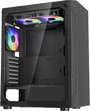 VEVOR PC Gaming Case, Mid-Tower, Computer Case with High-Airflow Tempered Glass Panel, Dust Filter, 3 x 120 mm ARGB Fans, Easy Cable Management, for GPU up to 320 mm in Length, for ATX/M-ATX/ITX