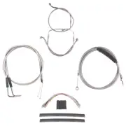 Stainless Cable & Brake Line Cmpt DD Kit 18" Apes 2008-2017 Harley Dyna No ABS