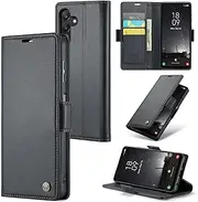 [Rerzoiro] Mobile Phone Case for Samsung Galaxy A25 5G Case, Premium PU Leather Case Foldable Flip Case [RFID Blocker] Pocket Magnetic Card Slot Flip Case Protective Case for Samsung Galaxy A25, Black