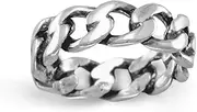 [JewelryWeb] Oxidized 925 Sterling Silver Curb Chain Ring 6mm Wide Size 9 Band Style-Ring for Women and Men