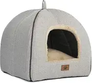 WINDRACING Cat Bed - Indoor Cave, Igloo House, Tent With Removable Washable Cushioned Pillow, Soft Self Kitten Furniture, Pet Bed (Large, Beige)