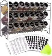 Spice Rack Organizer with 24 Empty Glass Spice Jars, 396 Spice Labels with Chalk