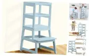 Kitchen Step Stool for Toddlers with Non-Slip Mat, Wooden Kids Montessori
