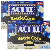 ACT II KETTLE CORN Microwave Popcorn Sweet Salty 8.25oz 3 Bags 2 Boxes