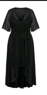 City Chic Medium Maxi Wrap Dress Enthral Me Black Plus Size 18