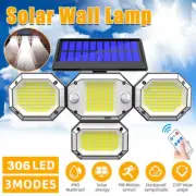 306 LED Solar Wall Lights 180° PIR Motion Sensor Garden Security Light IP65