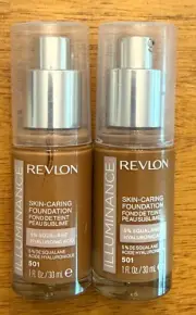 Lot of 2 Revlon Illuminance Skin Caring Foundation #501, 5% Squalane 1oz. Bottle