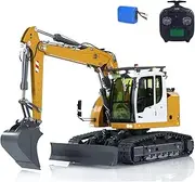 wheelfun 1/14 RC Hydraulic Excavator 914 5-Ways Valve Metal ST8 Remote Control Digger Model Motor Servo ESC Light Sound System for Hobby