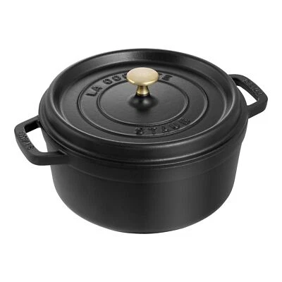 STAUB CAST IRON - ROUND COCOTTES 4 QT, ROUND, COCOTTE, BLACK MATTE
