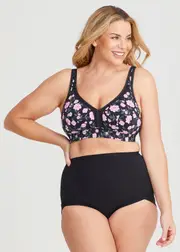 [Taking Shape] Taking Shape Wirefree Cooling Lounge Bra Size 18D in Mauve Floral - Plus Size Women's Clothing Mauve Floral