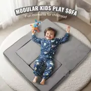 Modular Kids Play Couch 4 Piece DIY Sectional Sofa Dark Grey Soft Foam Set