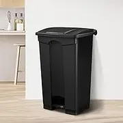 Maxkon 68L Pedal Bin Plastic Rubbish Dustbins with Lid Kitchen Recyling Bin Mall Commercial Waste Bin Indoor Outdoor Foot Trash Can Black