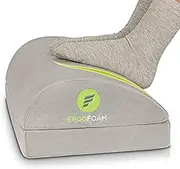 ErgoFoam Adjustable Desk Foot Rest for Added Height - Orthopedic Teardrop Design - Large Premium Foot Rest Under Desk - Most Comfortable Foot Stool Under Desk for Lumbar, Back, Knee Pain (Grey)