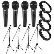 4 Peavey PV 7 ND Magnet Dynamic Microphone with 1/4" to XLR Cable + 4 Microphone