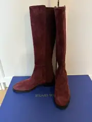 Stuart Weitzman Greer City Boot Knee High Cabernet Suede & Gabardine Size 5