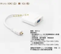 在飛比找Yahoo!奇摩拍賣優惠-Micro HDMI公轉VGA母 D-Sub轉接線 影像視訊