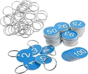 jojofuny Ample Quantity Round Metal Number Tags Numbered Key Tag Set Metal Ring