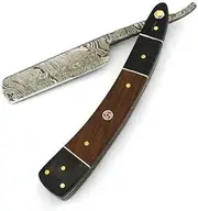 The Old School Damascus Steel Vintage Straight Razor Cut Throat Barber Salon Shaving Razor Vintage Horn Held