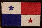 PANAMA Flag Patch With Hook & Loop Fastener Emblem Black Border