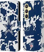 Head Case Designs Officially Licensed NFL Cow Animal Print Dallas Cowboys Art Leather Book Wallet Case Cover Compatible with Samsung Galaxy S24 5G