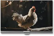 [VFMKT] Slim Metal Business Card Holder Portable Business Card Case Pocket Name Card Holder Chicken on A Branch Wallet for Men Women Office Travel, style, One Size