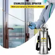 3Gal Stainless Steel Sprayer, Set with 20" Wand& Handle& 3FT Reinforced Hose, Hand Pump Sprayer with Pressure Gauge&Safety Valve, Adjustable Nozzle Suitable for Gardening and Sanitizing