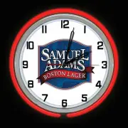 19" Samuel Sam Adams Boston Lager Beer Sign Double Neon Clock Red Neon Man Cave