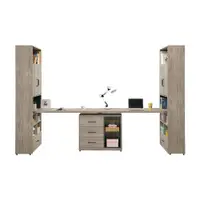 在飛比找ETMall東森購物網優惠-Boden-凱德10尺工業風多功能伸縮書櫃+雙人書桌/書櫃型