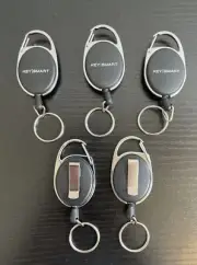 5 Pack KeySmart Retractable Carabiner-Belt Clip Key Ring and Snap Badge Reel