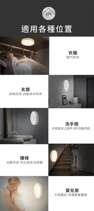 【23°C】人體感應燈 智能光控 USB充電 紅外線 小夜燈 自動感應 感應燈 床頭燈 (4.6折)