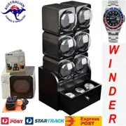 BOXY CARBON FIBRE LOOK Fancy Brick 6x Automatic Watch Winder System: 6FCF-6B2