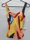 NWT CALIA Womens XS Power Sculpt Tankini Swim Top Painterly Floral Built In Bra