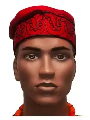 African Red Kufi Hat with Black Embroidery