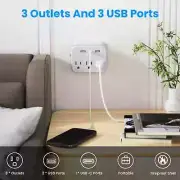 Mini 6-in-1 US Switch Power Socket 3 AC Outlets, 2 USB,1 Type-C, Surge Protector