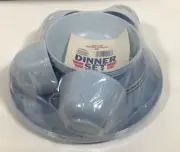 Kay Plastics Mfg Co Inc 16 Piece Speckled Baby Blue Dinner Set Bowls Plates Cups