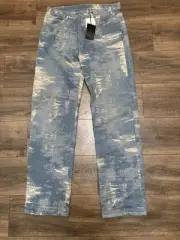 TAAK denim Indigo Distressed Digi Camo Regular Straight Jeans Size 3 NWT