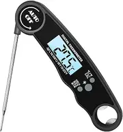 [AIKIDS] Digital Meat Food Thermometer - Waterproof Instant Read Kitchen Thermometer with Backlight and Hold Record, with Magnet and Corkscrew for Cooking Deep Frying Grilling BBQ Liquids （Black）