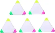 1set Triangle Shape Highlighter Markers Fluorescent Colors Quick Drying Ink Portable Writing Supplies for Drawing and Studying for School Use 5pcs