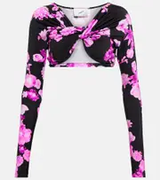 [Coperni] Coperni Floral cropped twisted jersey top AU 12 multicoloured