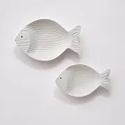 [CSWLJS] 2PC Beach Decor for Home or Ocean Decor Fish Hanging Wall Art Coastal Decor Ocean Bathroom Decor Nautical Wall Decor, Fish Decor for Bathroom, Patio or Pool. White Wooden Vintage