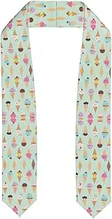 [SKKNT] Ice Cream Cones Print Graduation Shawl Stole For Academic Commencements Honor Sash Congratulations Gift