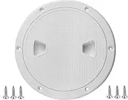 6" White Circular Inspection Port Marine Access Hatch Cover, Boat ABS Round Non Slip Deck Plate with Screws, Bottom Seal, Rubber O-Rings and Sponge Seal Double Waterproof