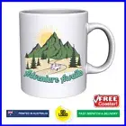 Camping Coffee Mug ADVENTURE AWAITS Cool Travel Mum Dad Kid Tea Cup Present Gift